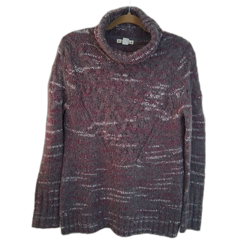 Ruff Hewn Wool Blend Marled Knit Cowl Neck Sweater With Basket Weave Pattern